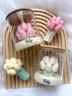 Tulipánová kytička ve skle