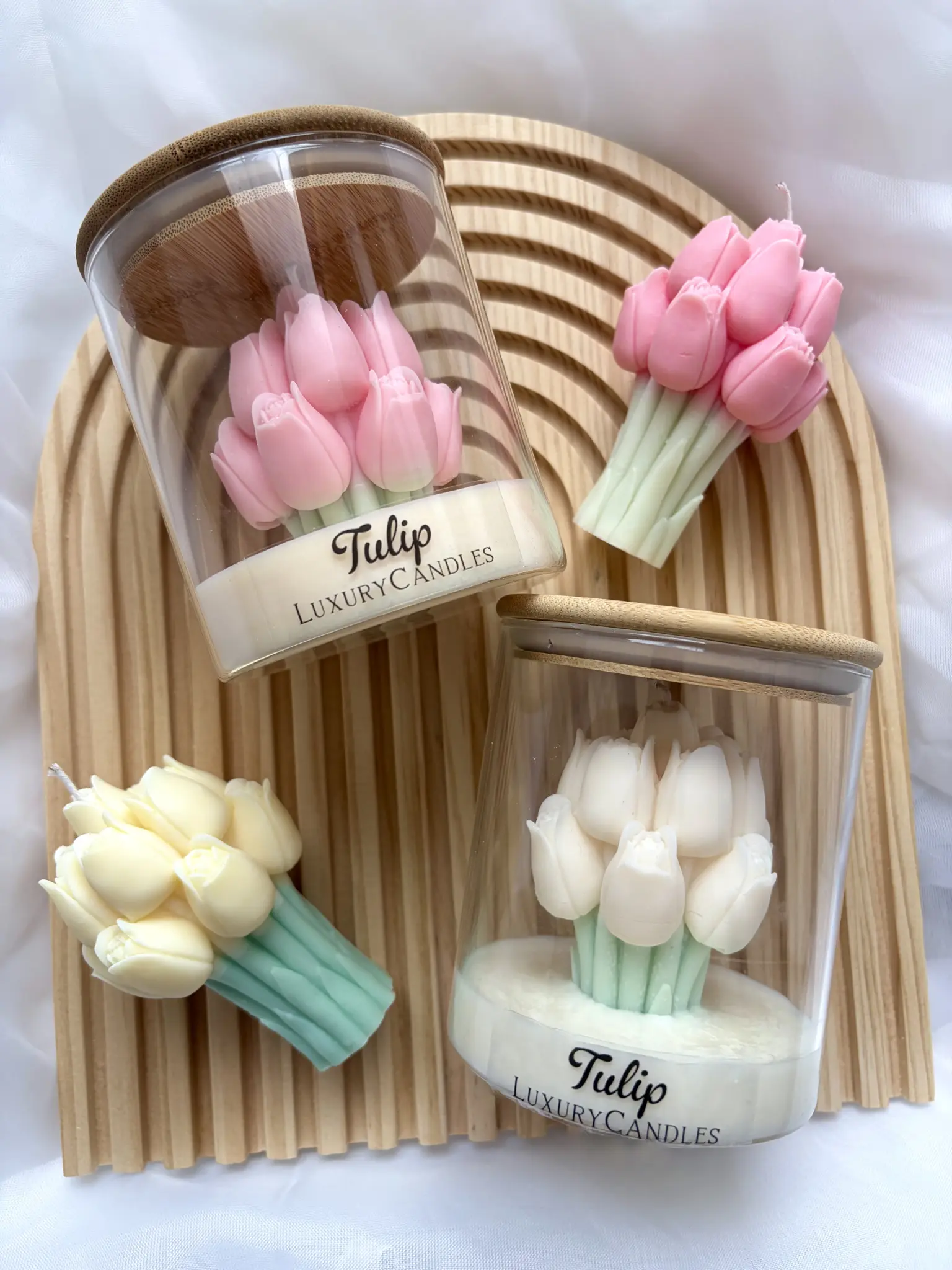 Tulipánová kytička ve skle